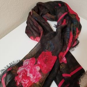 Alexander McQueen Floral Skull Gauze Scarf